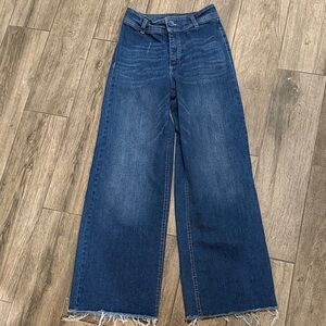 Oat New York High Rise Wide Leg Raw Hem Jeans
